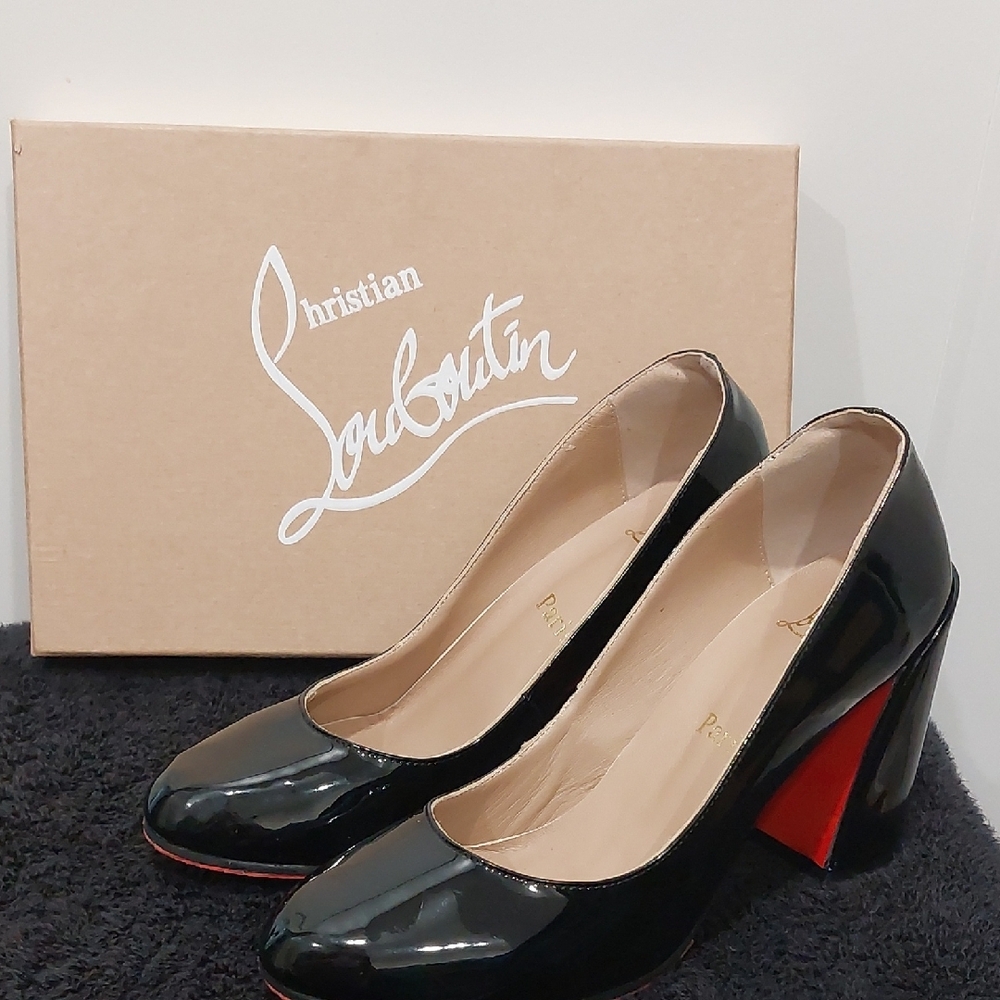 Christian Louboutin Black and Red Patent Heels
